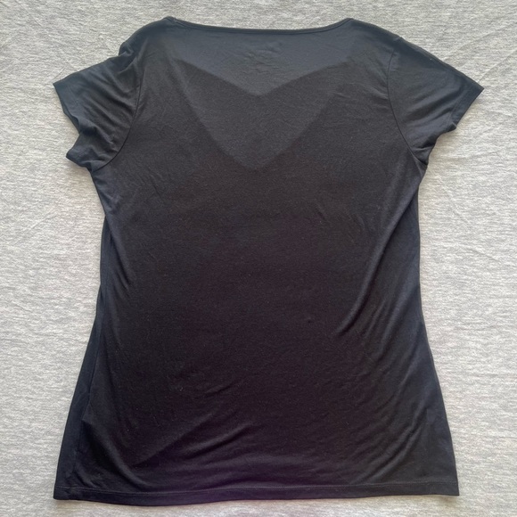 True Religion black foil horseshoe rose gold C short sleeve top cage stretch XL - Picture 2 of 8